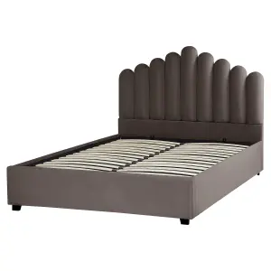 Velvet EU King Size Ottoman Bed Taupe VINCENNES