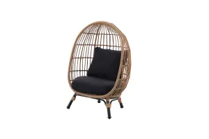 GoodHome Apolima Brown & Ebony Black Rattan effect Kids egg chair