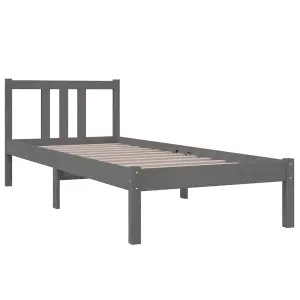 Berkfield Bed Frame Grey Solid Wood 75x190 cm Small Single