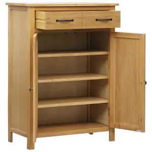 Berkfield Shoe Cabinet 76x37x105 cm Solid Oak Wood