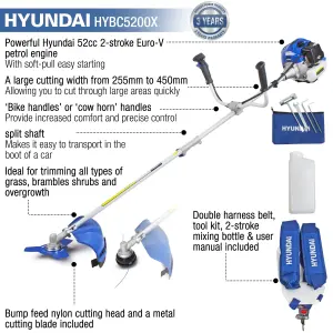 Hyundai 52cc Petrol Grass Trimmer / Strimmer / Brushcutter HYBC5200X