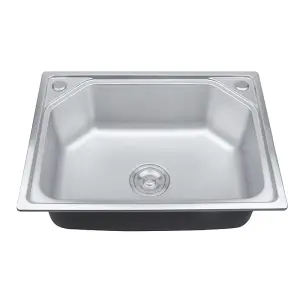 Single Bowl Inset Stainless Steel Catering Kitchen Sink with Drainer 60cm W x 45cm D