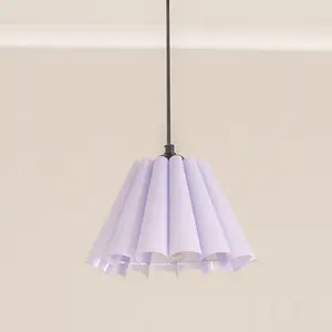 ValueLights Lauren Lilac Fabric Pleated Scallop Edge Tapered Ceiling Floor Table Lamp Shade with LED Bulb