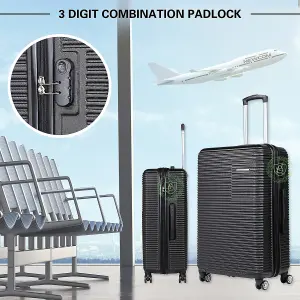 Newcom Hard Shell Trolley Suitcase 20/24/28" Set of 3 Black