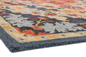 Multi Luxurious Traditional Wool Hand Made Easy to Clean Floral Rug For Bedroom Dining Room And Living Room -160cm X 230cm