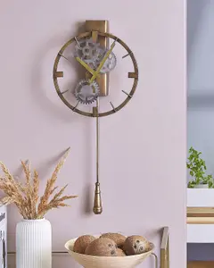 Beliani Industrial Wall Clock MARCOTE Metal Gold