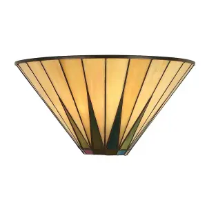 Luminosa Star Tiffany Wall Uplighter Dark Bronze, Amber, E14