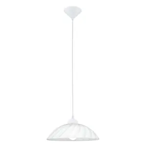 Pendant Ceiling Light Colour White Shade White Satin Glass Bulb E27 1x60W