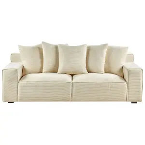 3 Seater Jumbo Cord Sofa Beige VISKAN