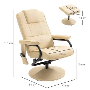 HOMCOM Massage Recliner Chair Cushioned Ottoman 10 Point Vibration Cream