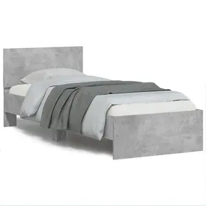 Berkfield Bed Frame without Mattress with LED Lights Concrete Grey 90x200 cm