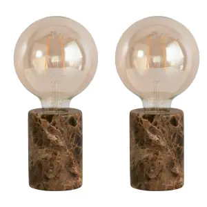 Set of 2 Edison Marble Hallway Bedside Table Lamp Room Décor Night Lamp Office Table Lamp with LED Bulb