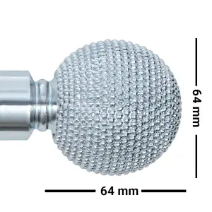 A.Unique Home Beaded Ball Metal Extendable Curtain Pole with Rings and Fittings (25/28mm) - Nickel, 120cm - 220cm Approx