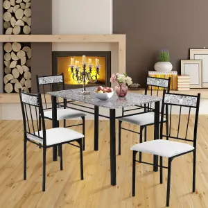 Costway 5 Pieces Dining Set 1 Table and 4 Chairs with Cushion