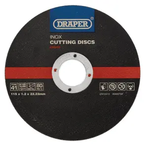 Draper  Inox Flat Metal Cutting Discs, 115 x 22.2 x 1.2mm (Pack of 10) 08940