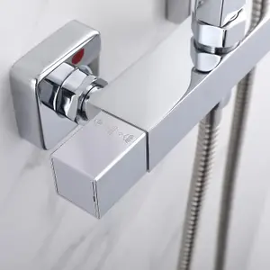 Modern Square Exposed Thermostatic Mixer Shower Set Shower Head and Handheld