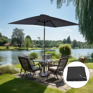 SunDaze 2x3M Rectangular Black Garden Parasol Outdoor Patio Umbrella, Base Weights & Weather Protective Cover