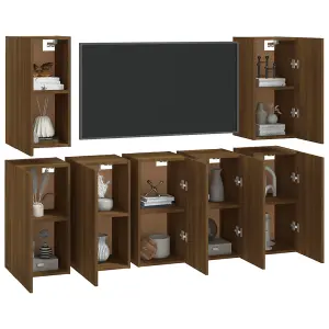 Berkfield TV Cabinets 7 pcs Brown Oak 30.5x30x60 cm Engineered Wood