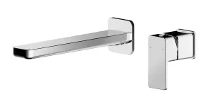 Square Wall Mount 2 Tap Hole Basin Mixer Tap Chrome