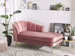 Left Hand Velvet Chaise Lounge Pink ALLIER