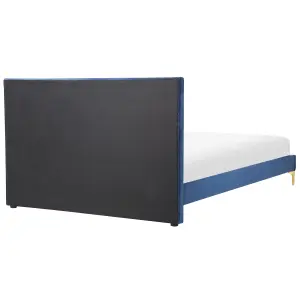 Velvet EU Double Bed Navy Blue LIMOUX