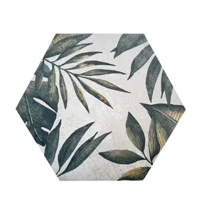 Top Ceramics Floral Green Hexagon Floor Wall Tile (L)22.5cm x (W)22.9cm Each box 0.87sqm