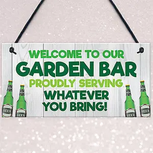 Red Ocean Funny Garden Bar Sign Welcome Home Bar Sign Garden Shed Summerhouse Plaque Home Decor Friendship Gift