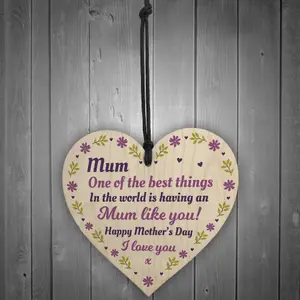 Novelty Mothers Day Gift Wood Heart Mum Gift From Daughter Son Thank You Gift