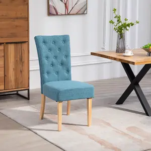 Set of 2 Pienza Fabric Dining Chairs - Teal