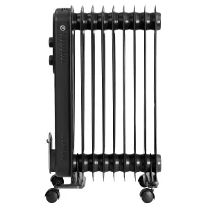 Russell Hobbs Electric Heater 2000W Black 9 Fin Oil Filled Radiator with 2 Year Guarantee RHOFR9004B