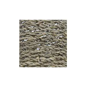 Seagrass Waste Paper Bin Basket Natural Round Woven Seagrass Weave 28cm x 25cm