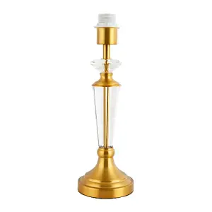 Modern Brushed Gold and Clear Crystal Glass Table Lamp Base with Inline Switch