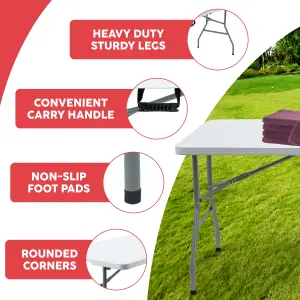 5ft Folding Trestle Table Ideal for Camping, Party, Picnic, BBQ & Garden Use