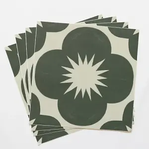 Quadrostyle Toledo Dark Olive Wall and Floor Tile Vinyl Stickers 30cm(L) 30cm(W) pack of 4