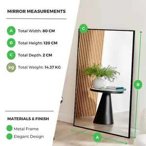 Alcantera Rectangle Metal Frame Wall Mirror Simple and Elegant Modern Design Gold / 120cm H x 80cm W