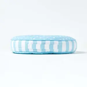 Homescapes Blue & White Polka Dots Round Floor Cushion