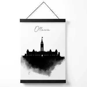 Ottawa Watercolour Skyline City Medium Poster with Black Hanger