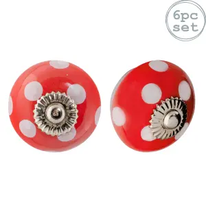 Nicola Spring - Round Ceramic Cabinet Knobs - Spot - Pack of 6