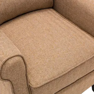 Eaton Wing Back Fireside Herringbone Fabric Recliner Armchair Sofa Chair Reclining Cinema (Herringbone Beige)