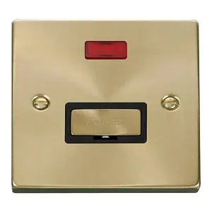 Satin / Brushed Brass 13A Fused Ingot Connection Unit With Neon - Black Trim - SE Home