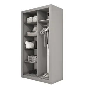 Sleek Mirrored Sliding Wardrobe in Grey - Spacious & Modern (H2150mm x W1200mm x D600mm)