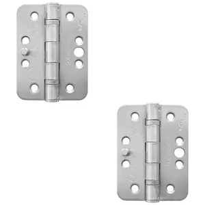 2 PACK - PAIR Grade 13 Ball Bearing Security Hinge RADIUS - 102 x 76mm Satin Steel