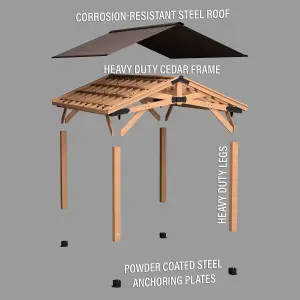 Backyard Discovery Norwood Cedar Wood Patio Gazebo 4.9m x 3.6m (16ft x 12ft)