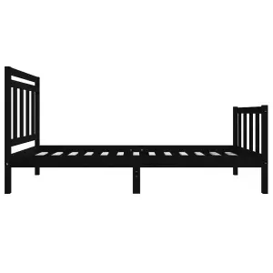 Berkfield Bed Frame Black Solid Wood 75x190 cm 2FT6 Small Single