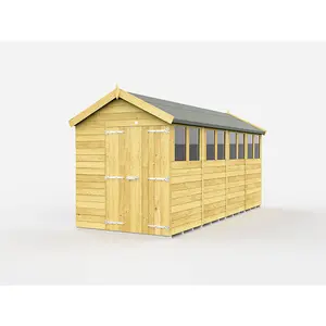 DIY Sheds 6x16 Apex Shed - Double Door With Windows