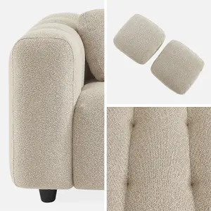 sweeek. 3-seater sofa upholstered in textured boucle fabric Leon Beige 99x229x71 cm