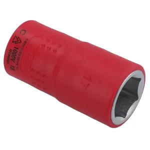 17mm 1/2in drive VDE Insulated Shallow Metric Socket 6 Sided Single Hex 1000 V