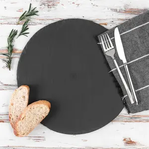 Argon Tableware - Round Slate Dinner Plates - 33cm - Pack of 6