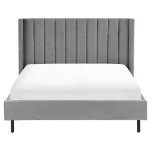 Velvet EU Double Size Bed Grey VILLETTE