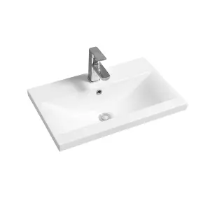 5004 Ceramic 60cm x 40cm Mid-Edge Inset Basin with Dipped Bowl